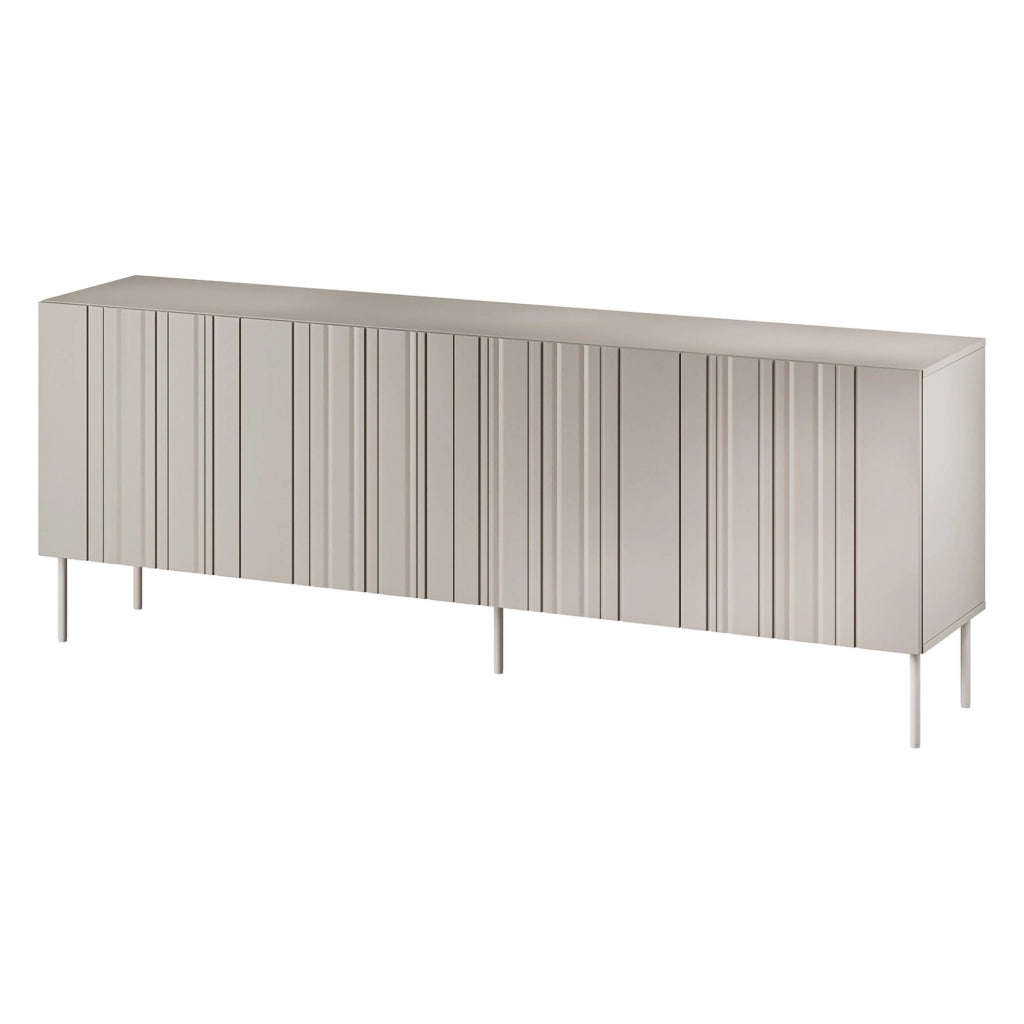 Credenza Gerace, Madia da salotto con quattro ante battenti e vani interni, Rialzata da terra, 201x42 h75 cm, Beige