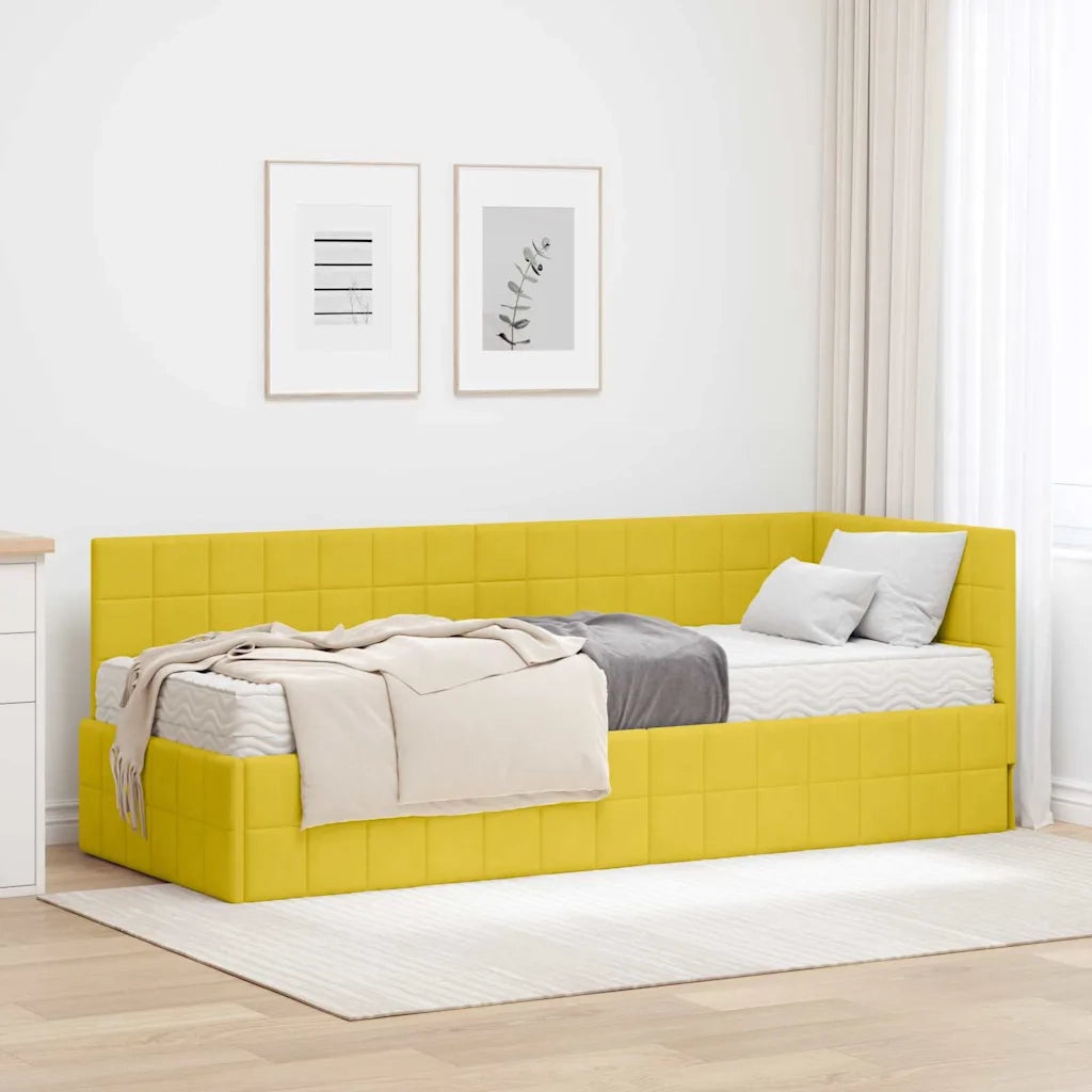 Struttura Letto Angolare con Materasso 2 pz-Giroletto con materasso Giallo Velluto 975104