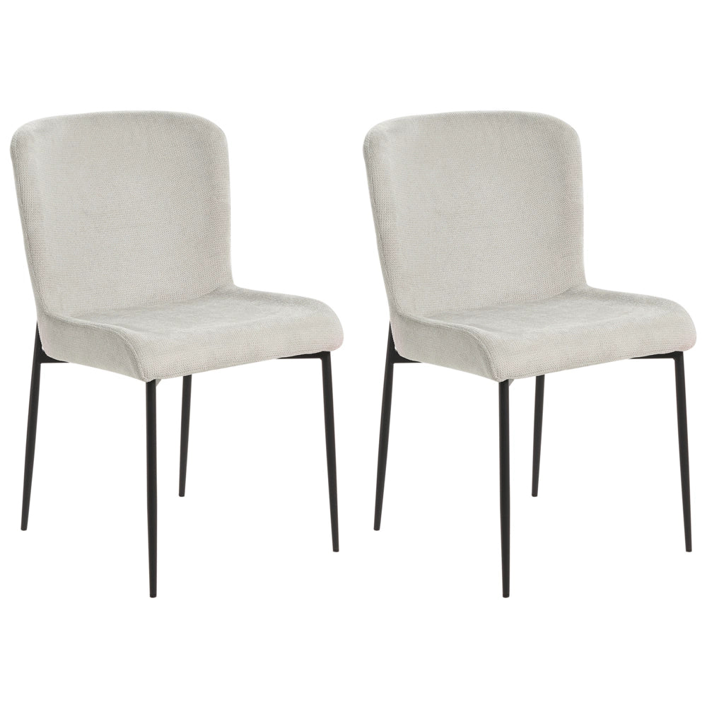 Set di 2 sedie da pranzo in tessuto poliestere con texture a maglia grigio soggiorno e camera da letto