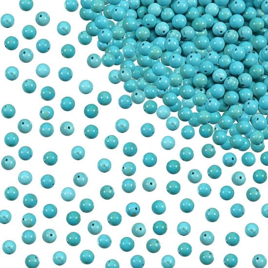 Collana con perle naturali turquoise 4 mm - 100 pezzi - Creazione di gioielli DIY - Bracciali e collane - Perle con foro