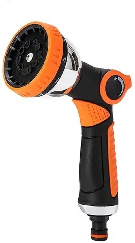 Speciale pistola ad acqua per l'irrigazione di fiori, con guaina in gomma, pistola ad acqua con 10 funzioni, irrigatore automatico per giardino (arancione)