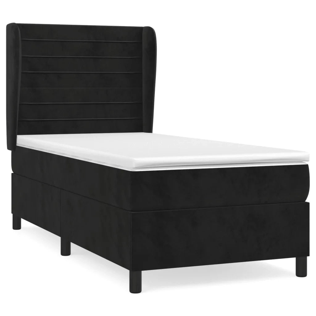 Giroletto a Molle con Materasso Nero 90x190 cm in Velluto 3129245