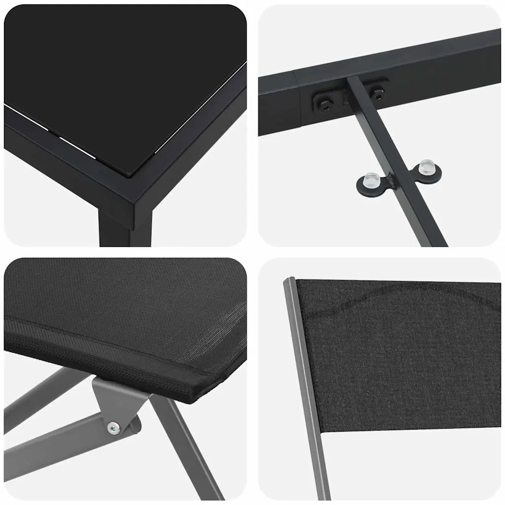 Set da Pranzo per Giardino 7 pcs Nero 3379377