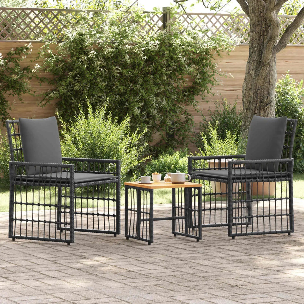 Set di Mobili da Esterno 3 pcs Nero e Grigio scuro