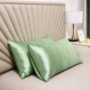 Cuscino a doppia faccia in seta - cuscino morbido e soffice - chiusura a sacco - antimacchia e ipoallergenico - protegge capelli e pelle dai rughe - 51x66cm - Verde chiaro