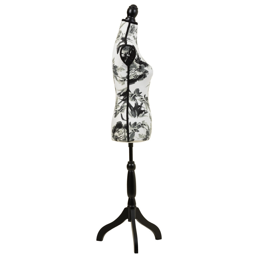 Manichino in legno e schiuma rivestito in tessuto nero 24x37,5x168h