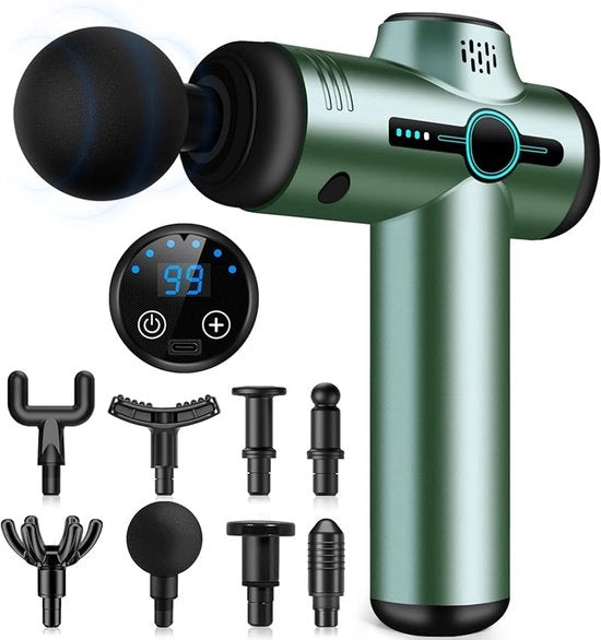 Mini-pistolo di massaggi per muscoli, 99 velocità, pistolo di massaggi ultrastile, 6 teste di massaggi, schermo LCD, massager portatile - allevia la dolorina muscolare