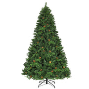 Albero di natale artificiale 225cm con 540 LED, 71 pigne, 1125 rami e un supporto in metallo