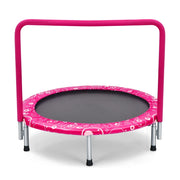 Trampolino per bambini con copertura di sicurezza e maniglia-Tappeto elastico pieghevole 92x92x80,5cm Rosa