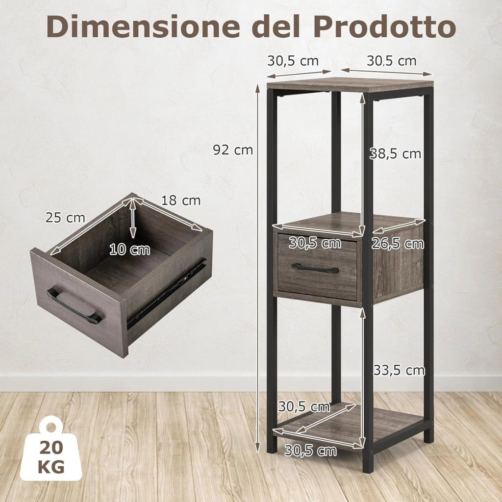 Scaffale per Piante Quadrato in Metallo, Scaffale Portafiori con Scomparsa e Dispositivi Antiribaltamento per Salotto, Camera da Letto e Studio, Portata 60 kg (2)
