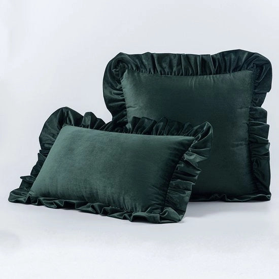 Set di 2 cuscini copri in forma di fiore di loto, verde, quadrato, 50 x 50 cm + 35 x 50 cm.