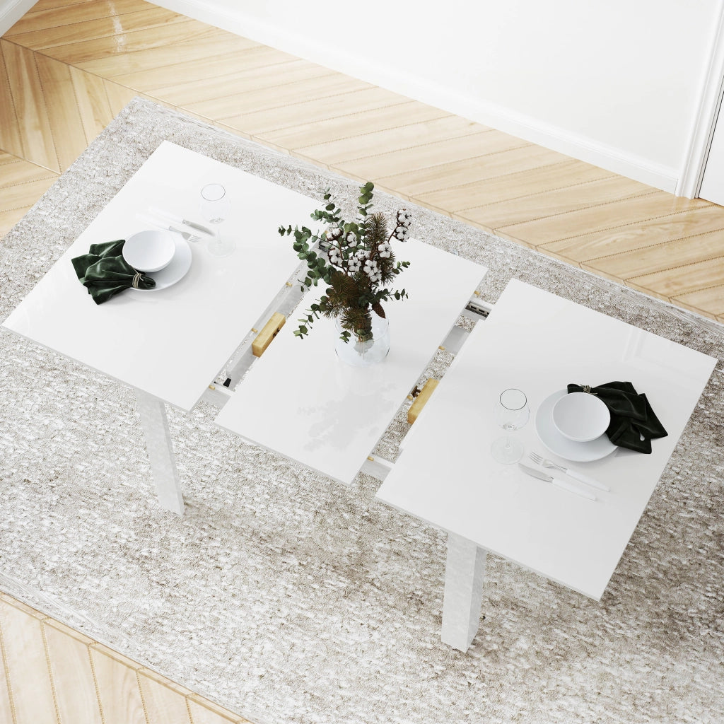 Tavolo da pranzo allungabile 4-6 persone ¨C Xylo ¨C MDF bianco lucido 120-160x80x78 cm