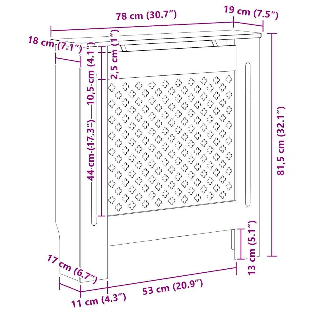 Copertura per Radiatore Bianca in MDF 78 cm 325567