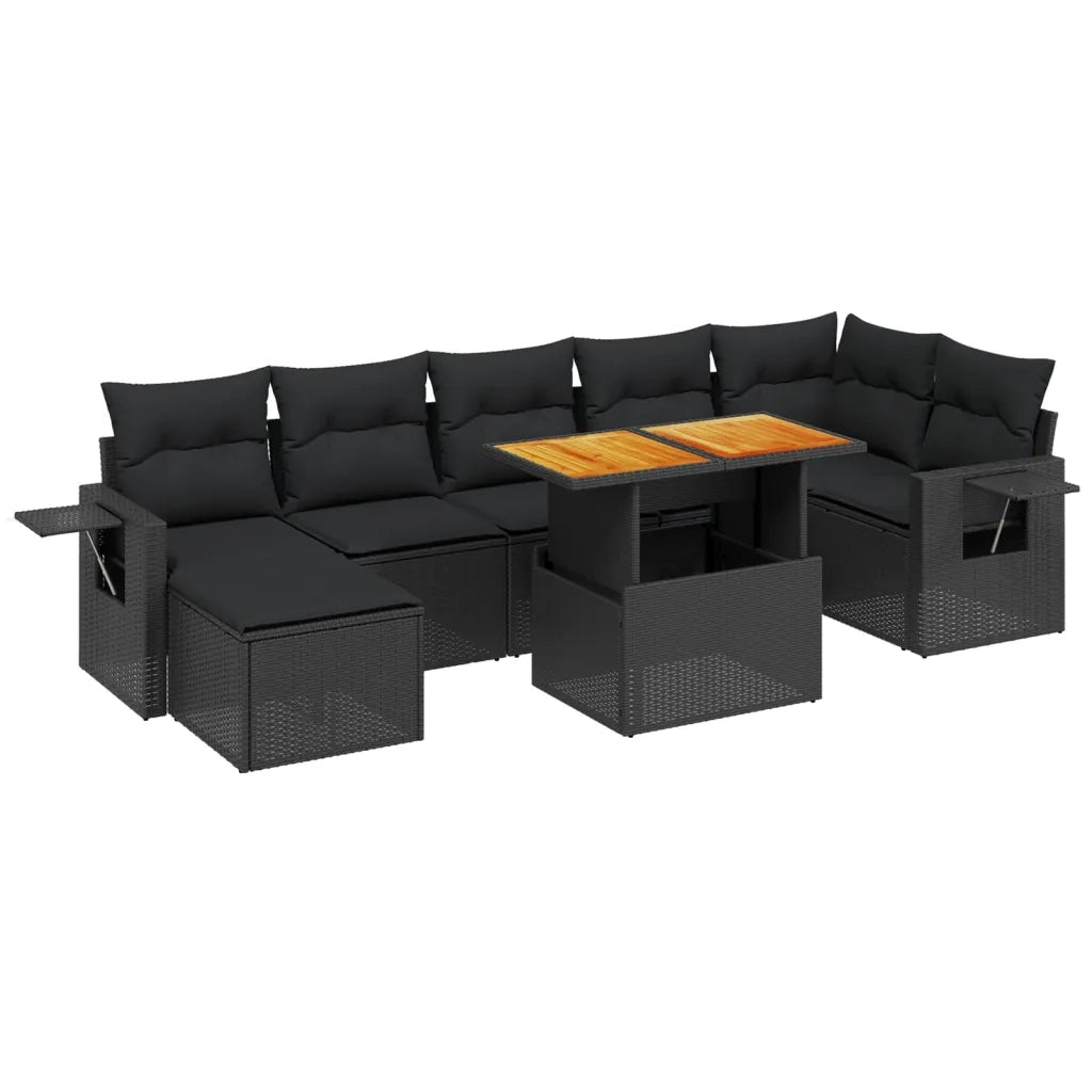 Set Divani da Giardino con Cuscini 8 pz Nero in Polyrattancod mxl 116143