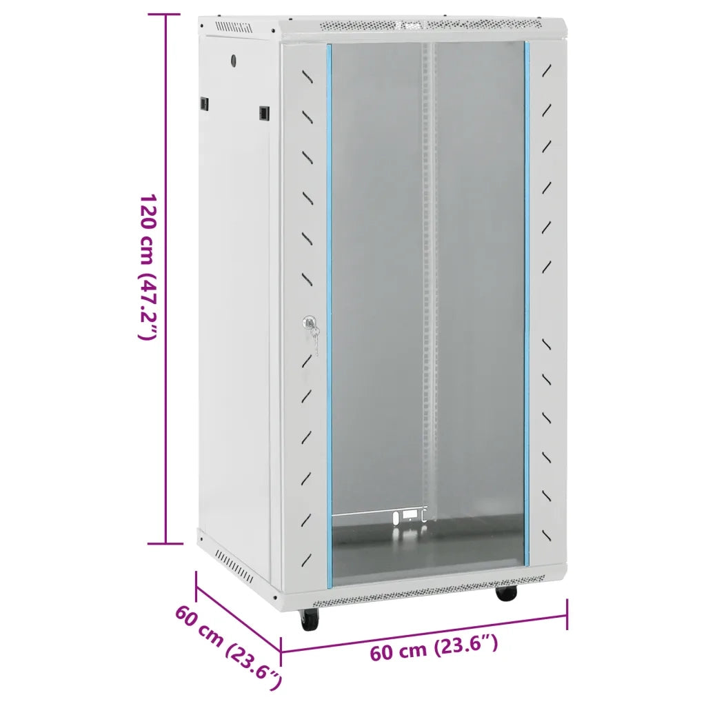 vidaXL Armadietto di Rete 22U con Ruote Girevoli 19" IP20 60x60x120 cm