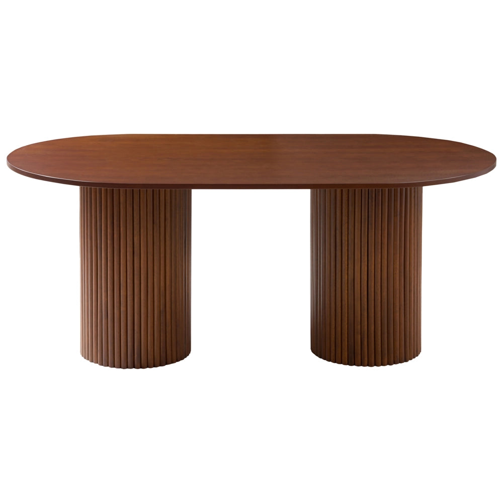 Tavolo da pranzo in legno di frassino scuro piano in MDF gambe in legno di gomma 180 x 100 cm Stile rustico moderno