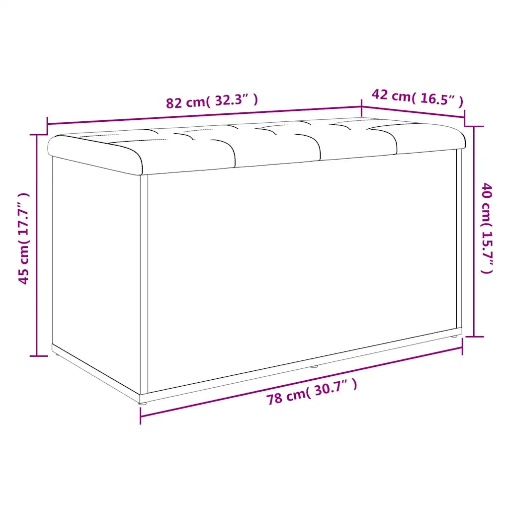 Panca contenitore in rovere Sonoma 82x42x45 cm in legno ingegnerizzato 835049