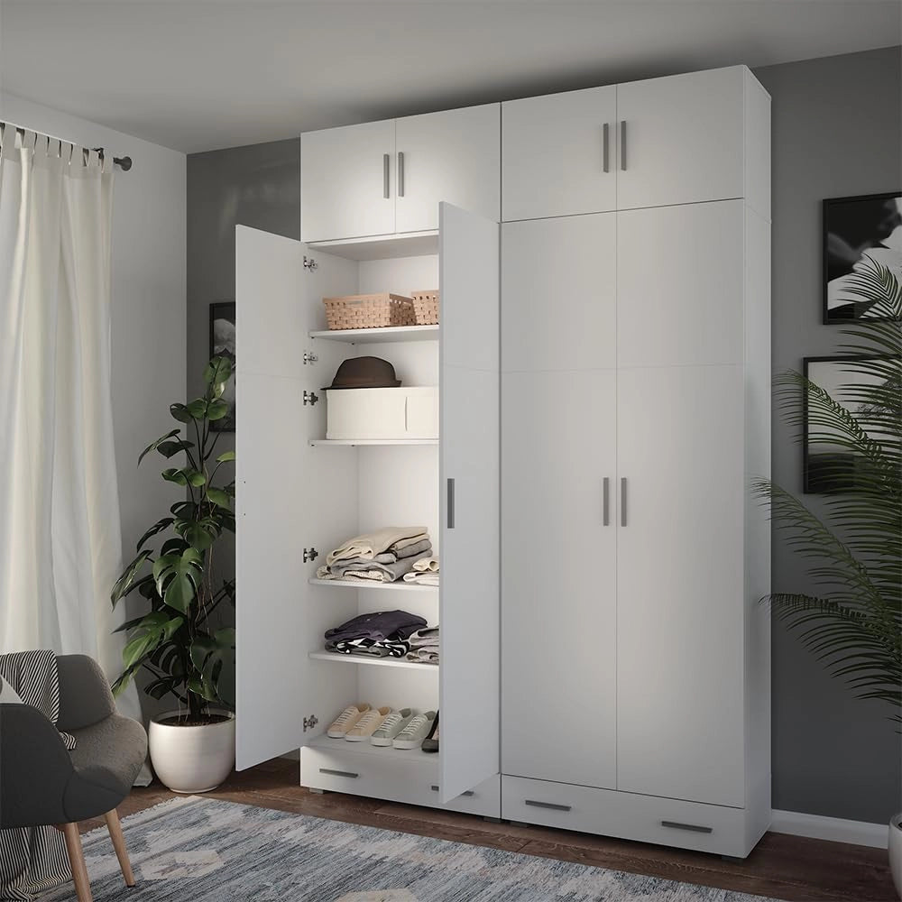 Modulo aggiuntivo Ingo, Bianco, 80 x 40 cm con 2 porte, adatto per l'ampliamento di armadi multifunzione
