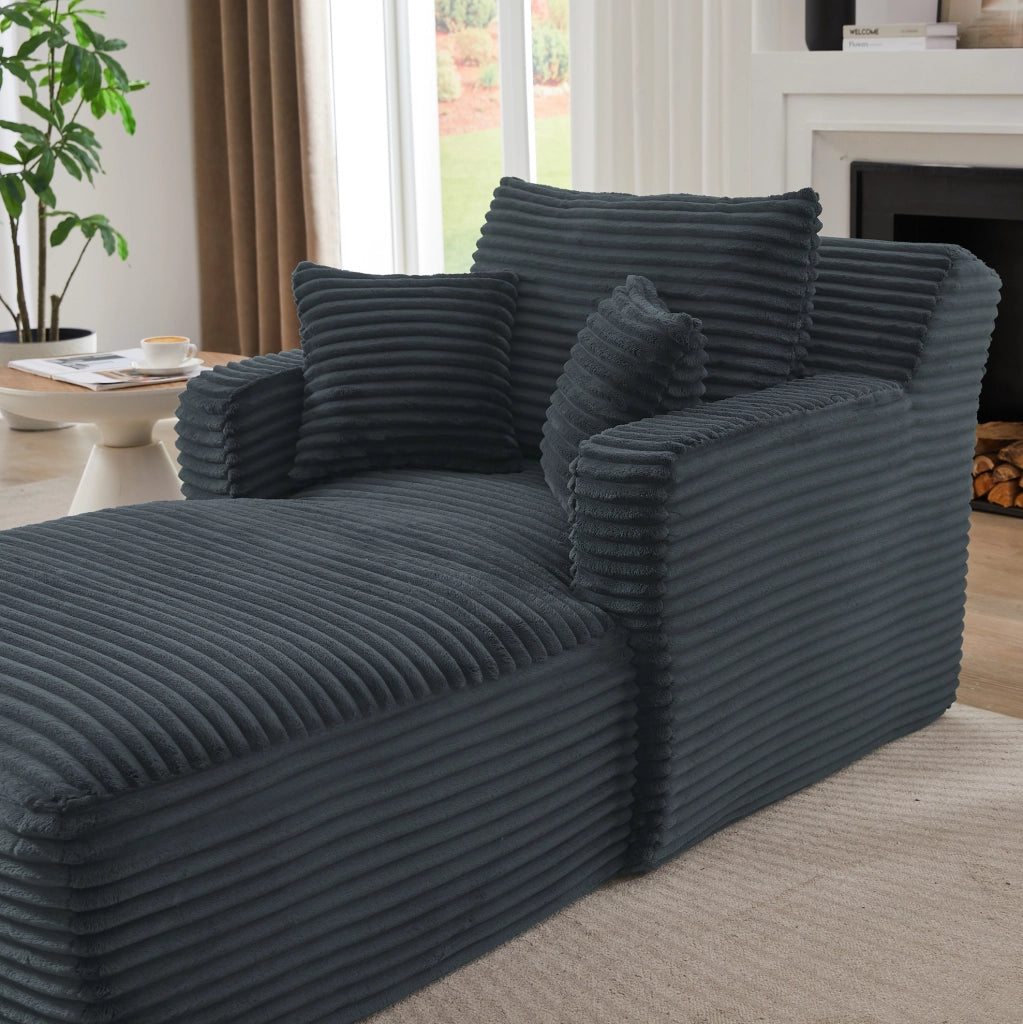 Chaise longue in velluto a coste grigio scuro, senza montaggio