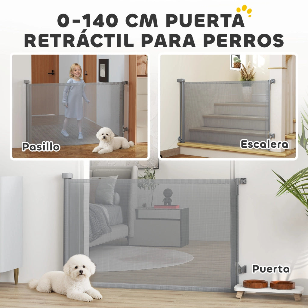 Barriera per Cani Retrattile Estensibile ¨C zephmum ¨C Grigio 140 cm