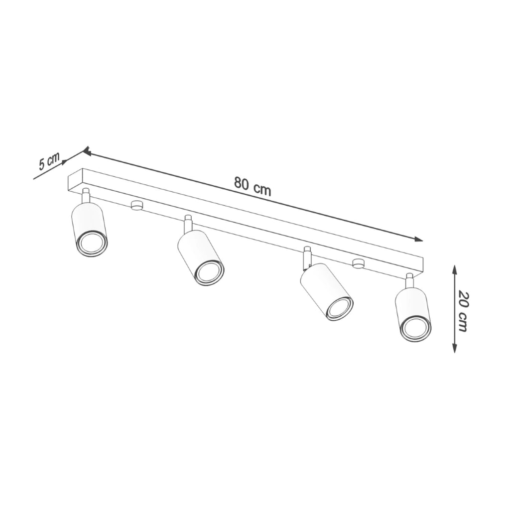 Plafoniera MONTAN 4 faretti legno naturale cromata Pure Lume