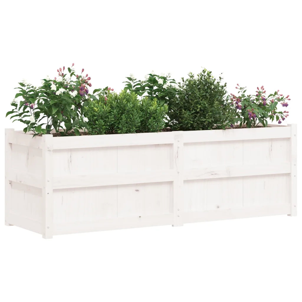 Fioriera da Giardino Bianca 150x50x50 cm Legno Massello di Pino 837485
