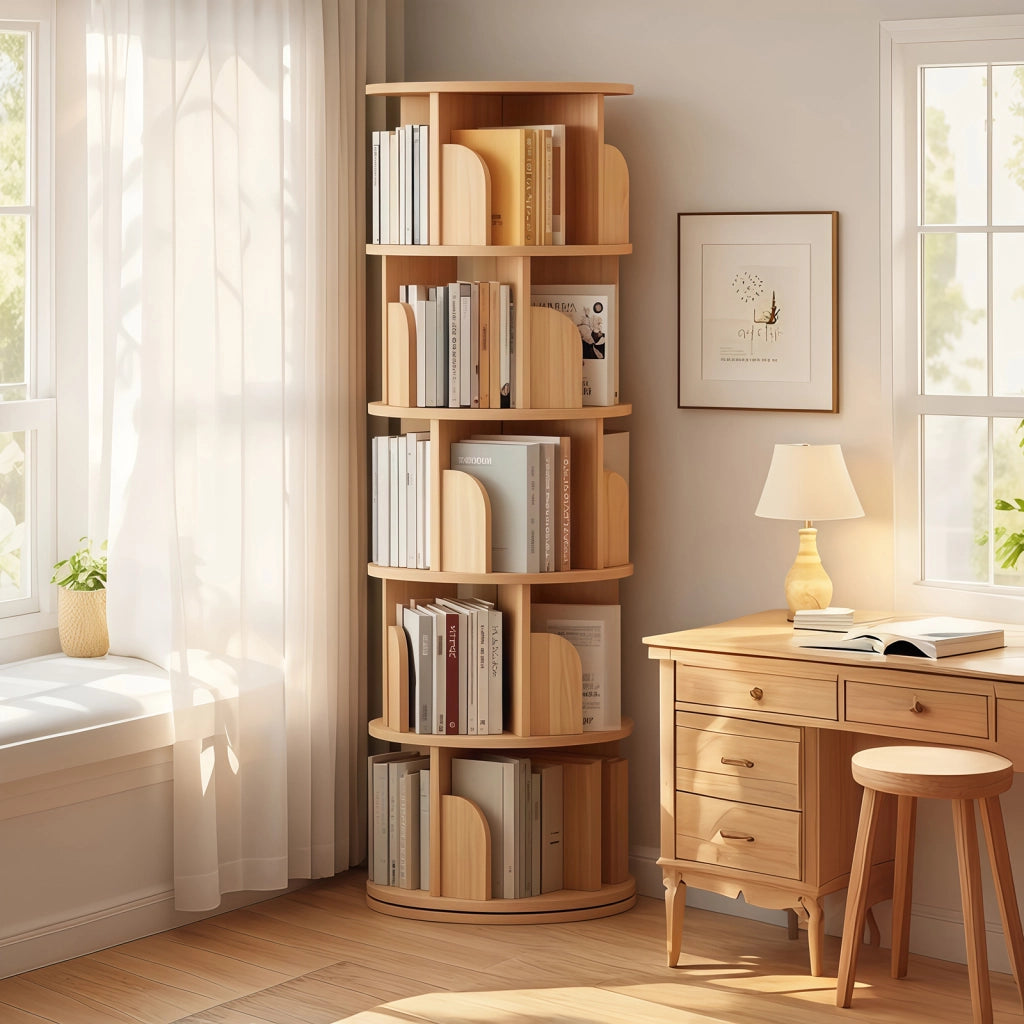 LIBRERIA Girevole 360° Salvaspazio MDF Effetto Legno