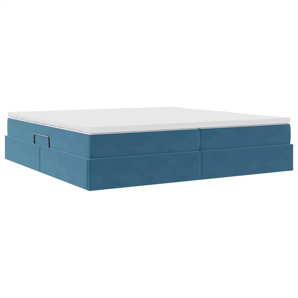 Letto con contenitore e materasso Blu Scuro 200 x 200 cm 3370327