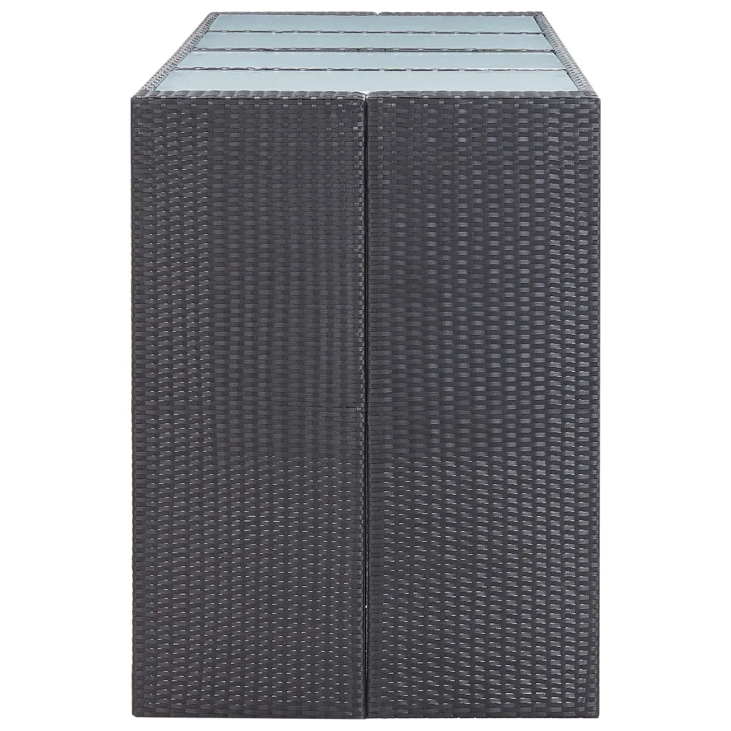 Set Bar da Giardino 9 z pz in Polyrattan Nero 49569