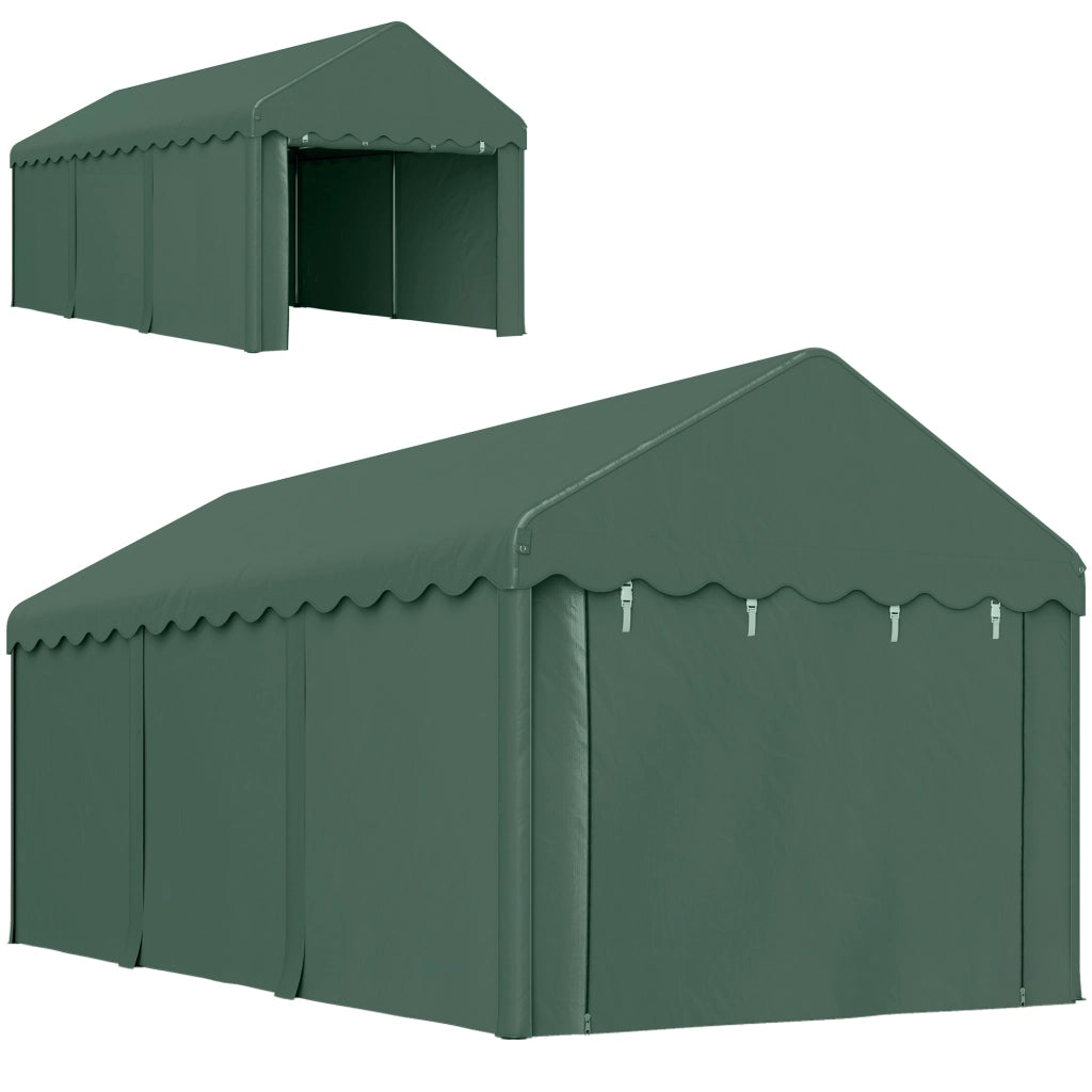 Carport portatile 3x6 m ¨C zephmum ¨C tetto in polyester, 2 ingressi, verde scuro