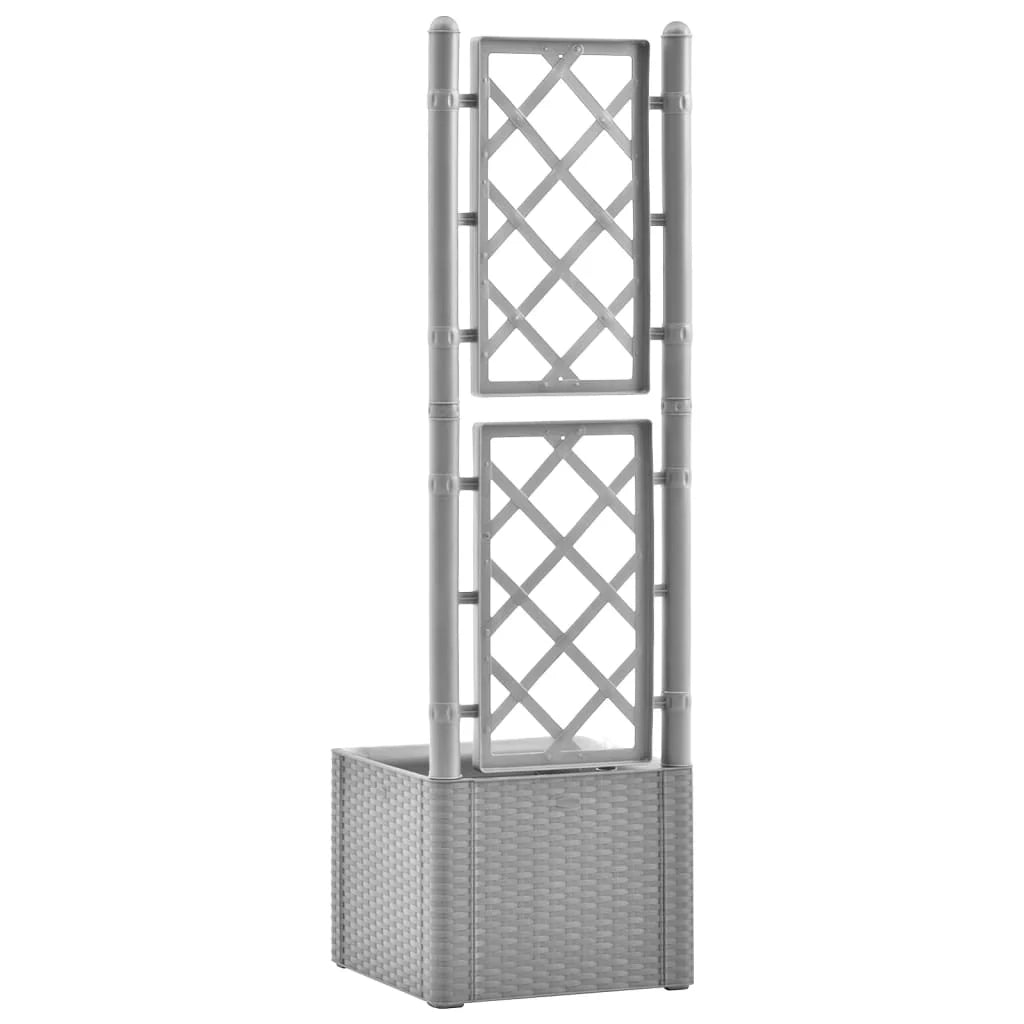 Fioriera rialzata per piante fiori patio giardino traliccio e sistema di irrigazione grigio 02_0039849