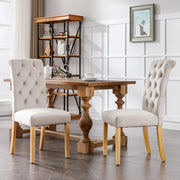 Sedie da sala da pranzo set da 2 con schienale curvo imbottitura confortevole gambe in rovere massello velluto beige
