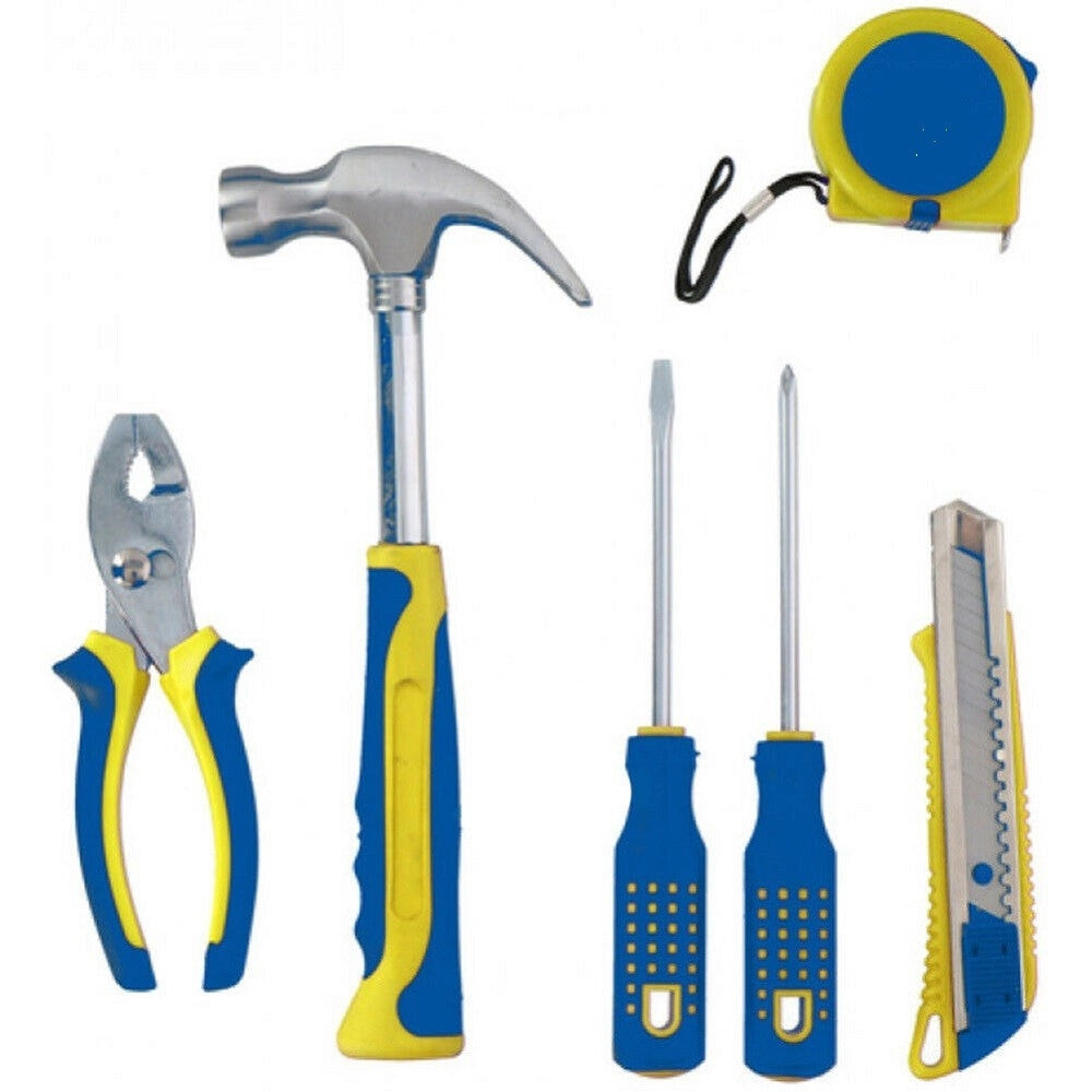 Trade Shop - Set Attrezzi Da Lavoro 6pz Kit Utensili Fai Da Te Con Martello Pinze Cacciavite -