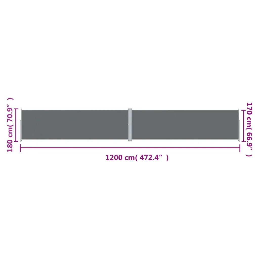 Tenda da Sole Laterale Retrattile-Tenda parasole per balcone Antracite 180x1200 cm 466103