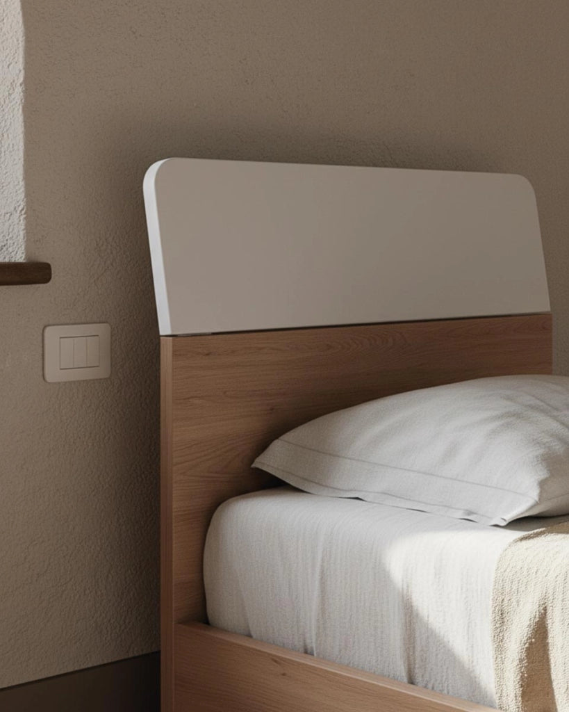 Letto Comby con fascioni e pediera - Letto singolo 87 x 197 - Struttura virginia e bianco - Rete e materasso esclusi_