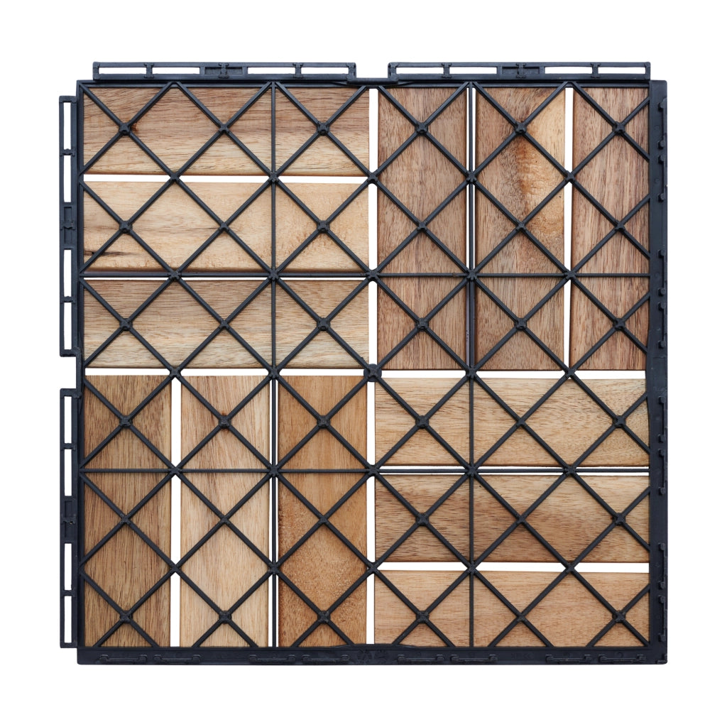Set Alliste di 10 Piastrelle per Pavimentazione da Esterno Design Mosaico in Legno Naturale casa.pro