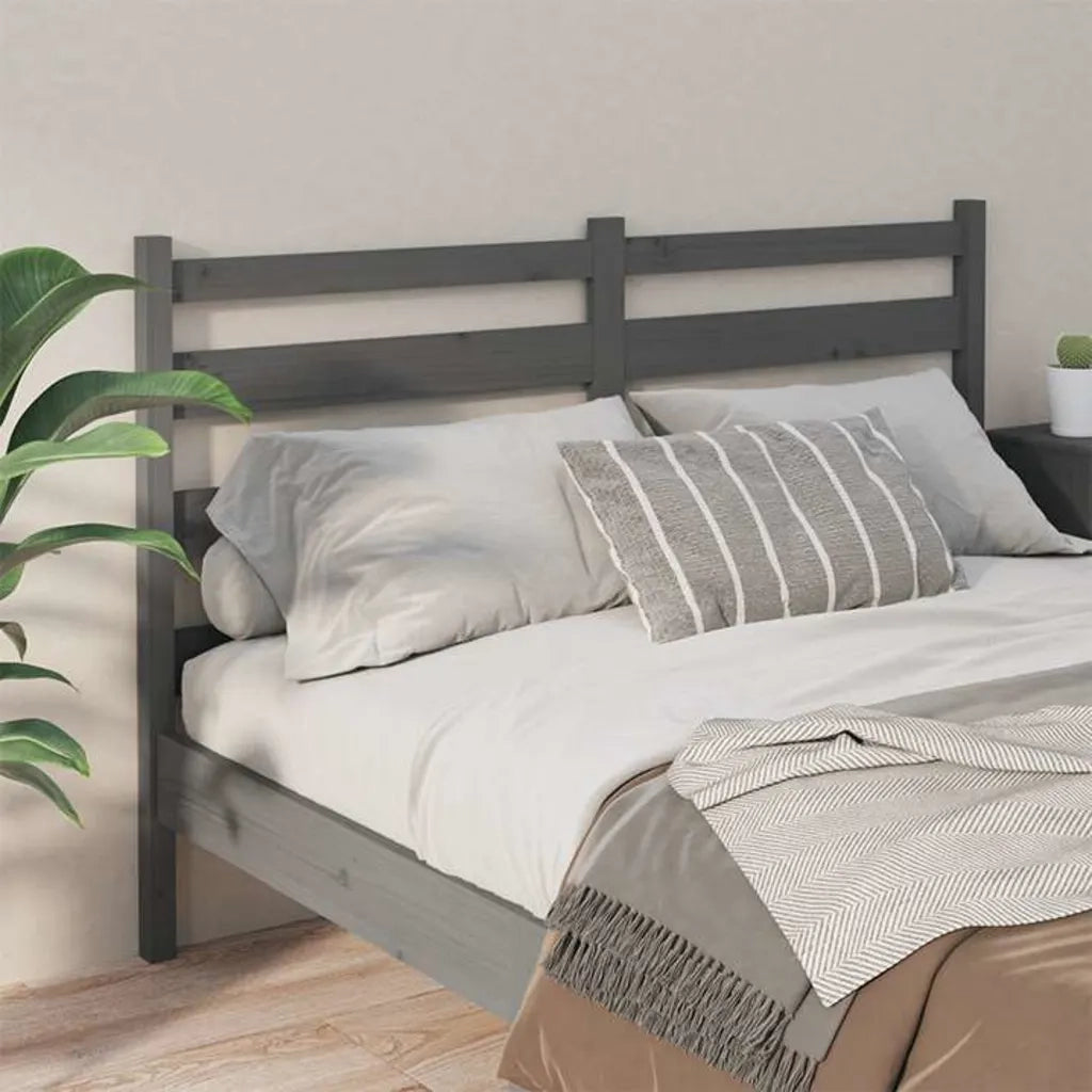 Testiera | Testata per Letto Grigia 166x4x100cm in Legno Massello di Pino