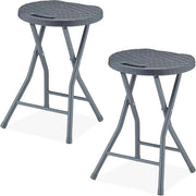 Set di sgabelli pieghevoli da 2 - Sgabello pieghevole con stile rattan per giardino balcone e terrazzo - Sedia pieghevole grigia 46x32x29 cm