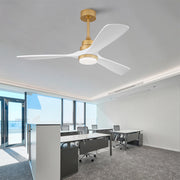 Desviae Ventilatore da soffitto con luce da 52 pollici in metallo e legno bianco e oro con telecomando e motore DC reversibile