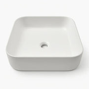 Lavabo d'appoggio ceramica bianco quadrato lavandino bagno dimensioni cm 38,5x38,5x14 *** finitura- lucido, confezione 1