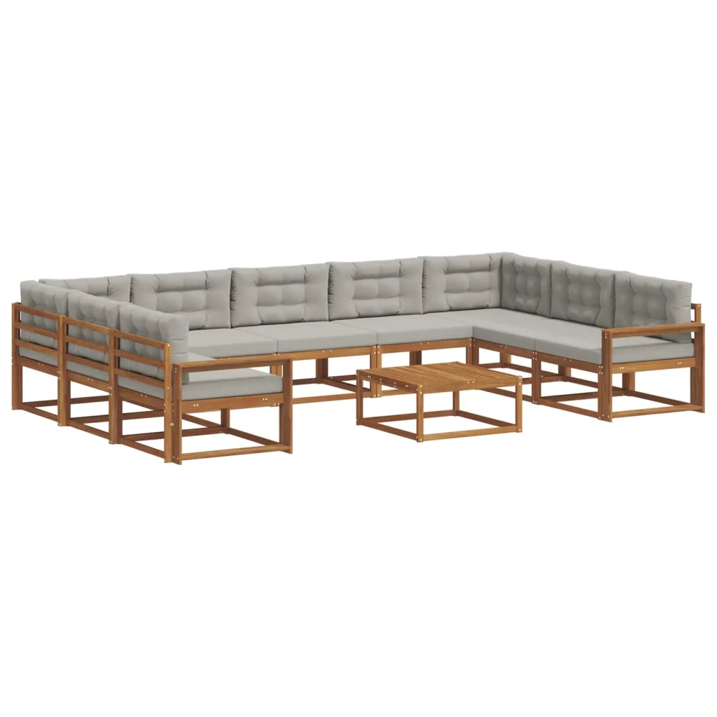 Set di divani da esterno 10 pcs Grigio Naturale e Chiaro