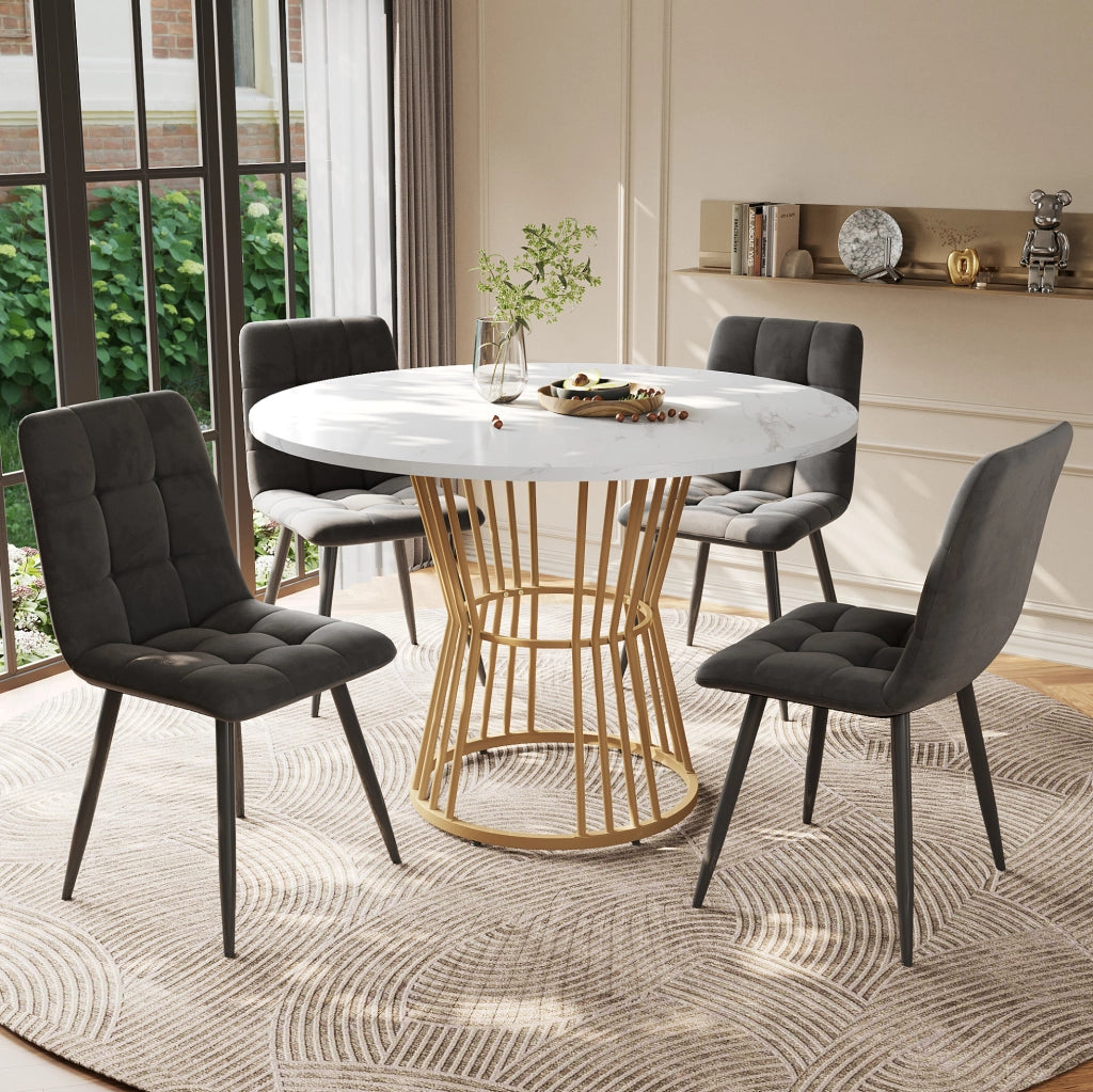 Set tavolo da pranzo 100x100 cm; piano effetto marmo; MDF; multicolore