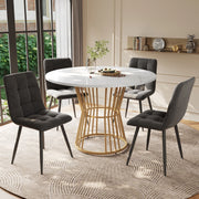 Set tavolo da pranzo 100x100 cm; piano effetto marmo; MDF; multicolore