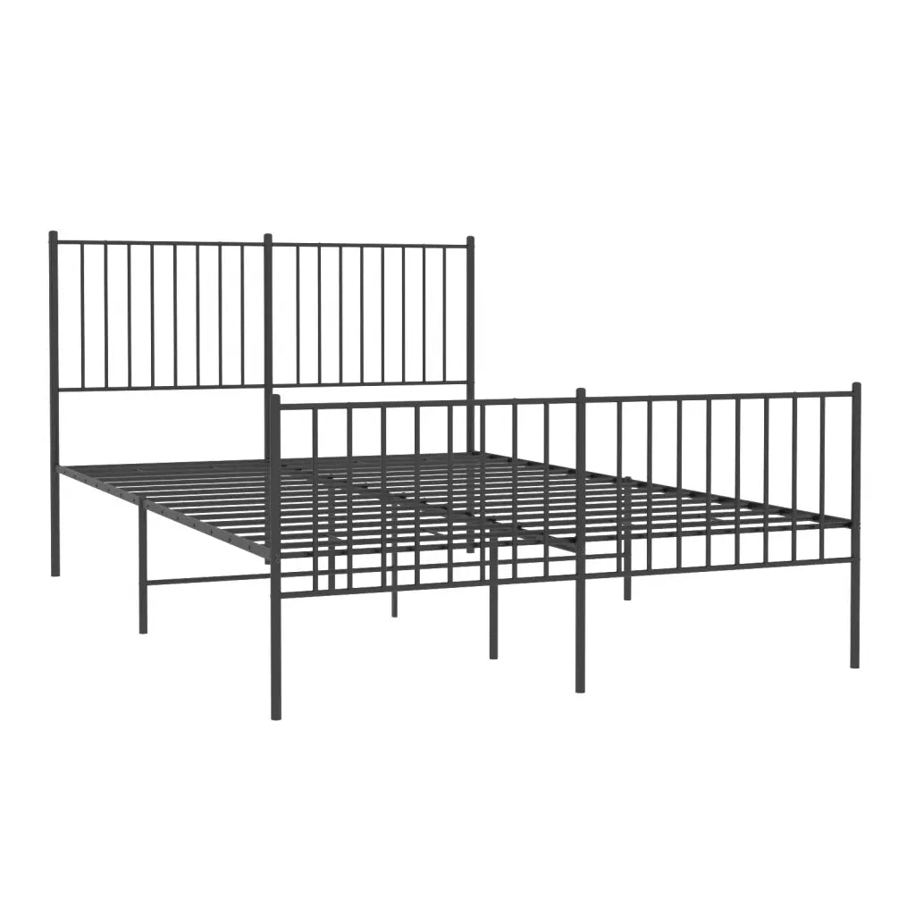 Giroletto con Testiera e Pediera-Struttura Letto Metallo Nero 140x190 cm 611606