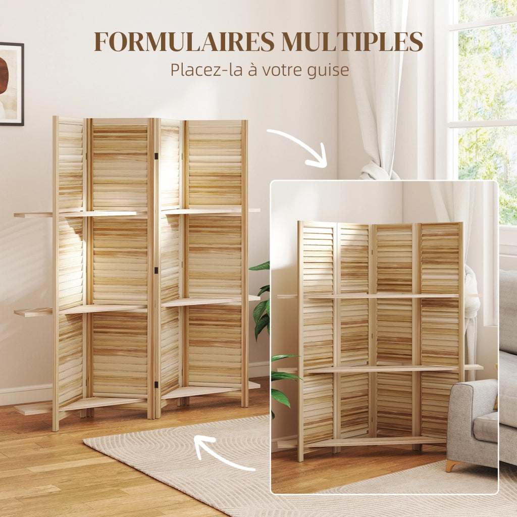 Paravent in legno 4 ante ¨C zephmum ¨C naturale 160x170 cm