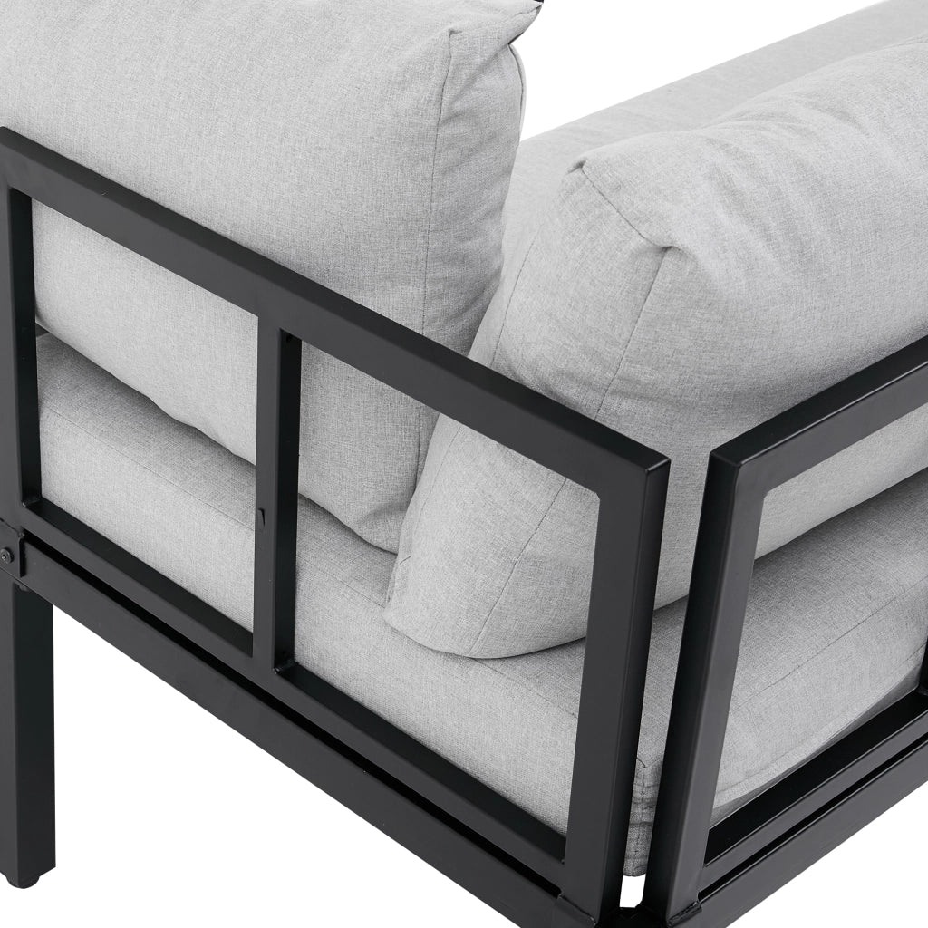Set da Giardino Modulare 6 Posti con Tavolo ¨C MINIMAL ¨C Polyrattan Grigio
