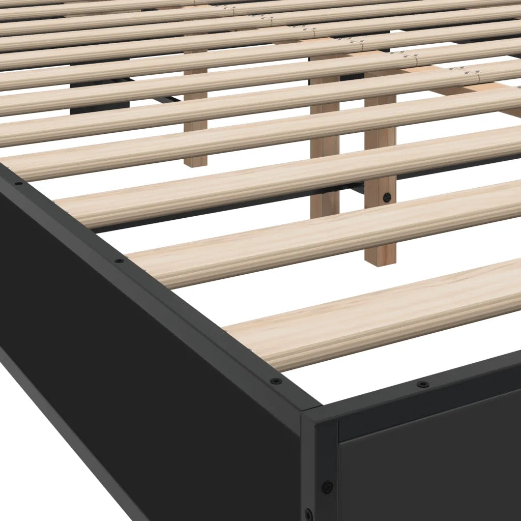 Giroletto Nero 140x200 cm in Legno Multistrato e Metallo 3280102