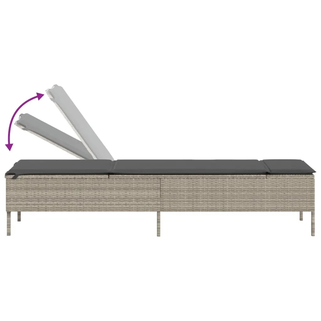 Lettino Prendisole con Cuscino Grigio Chiaro in Polyrattan 4002724