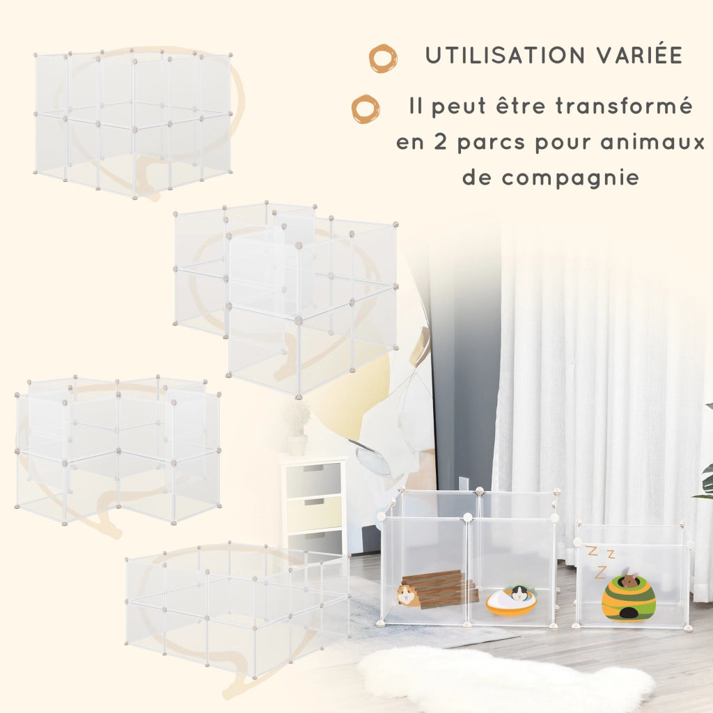 Recinto modulabile per animali piccoli ¨C zephmum ¨C 12 panelli 105x105x45 cm bianco