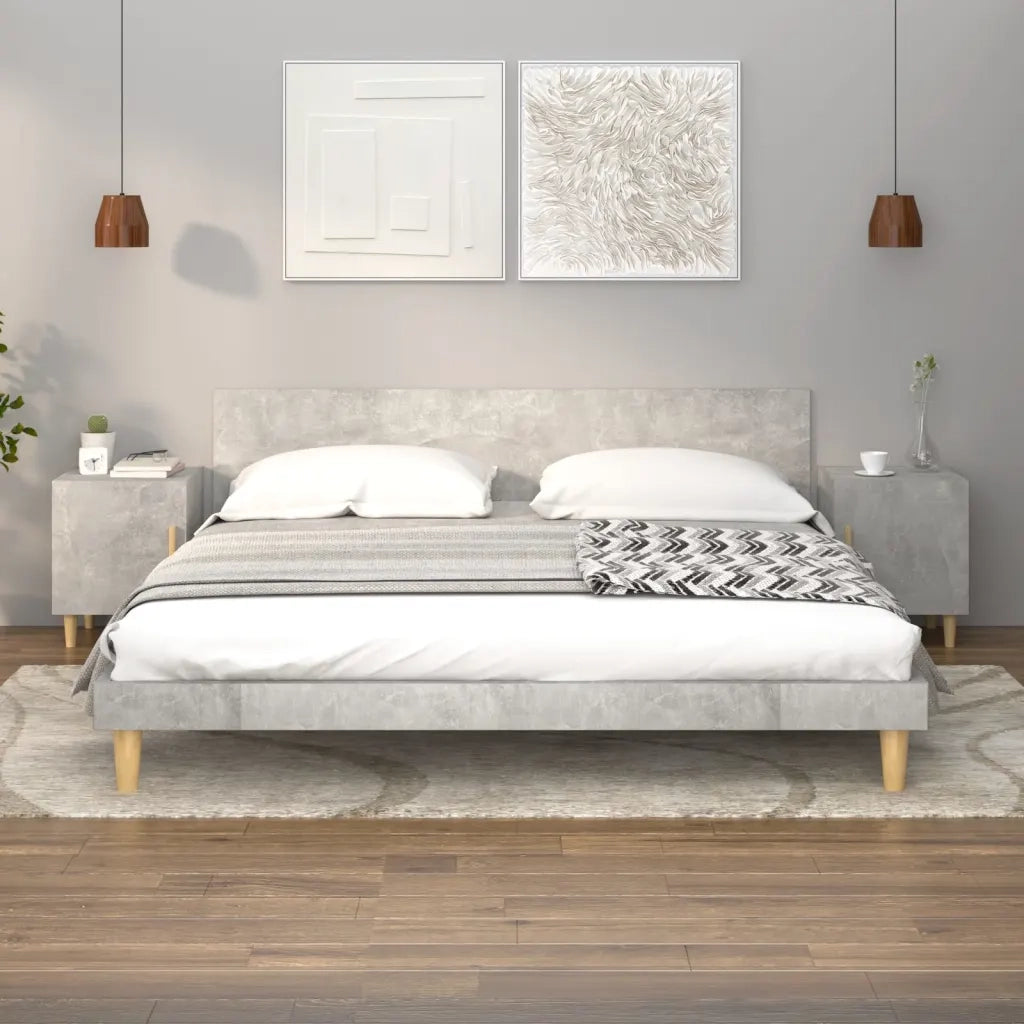 Comodino | Armadio da Notte | Mobiletto da notte Grigio Cemento in Legno Multistrato
